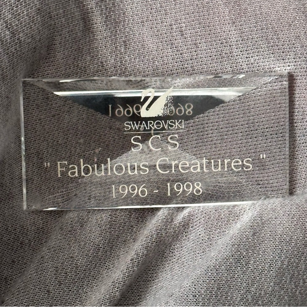 Swarovski SCS Fabulous Creatures 1996-1998 Crystal Title Plaque (No Box)